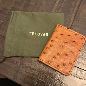 Tecovas bifold card wallet - pecan ostrich NWT!